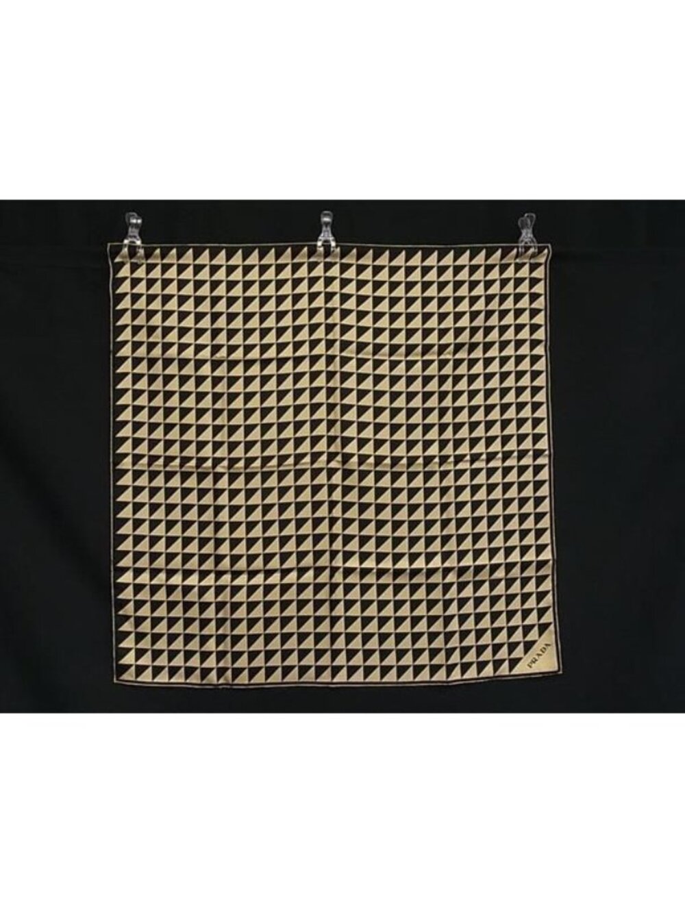 Prada Silk All Over Pattern Large Scarf Shawl Black Light Yellow - Picture 2 of 8